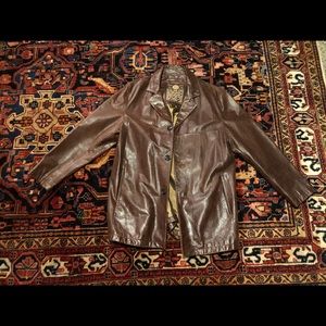 Nice brown leather driver's coat.